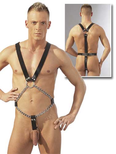 Leren body met kettingen