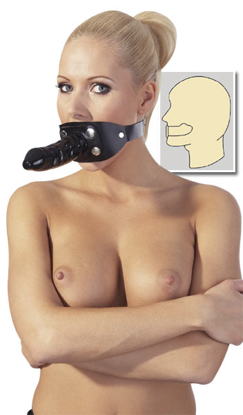 Leren Mondknevel met dildo