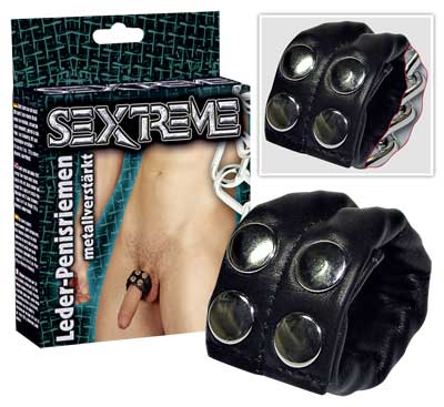 Sextreme Leder-Penisriem Dubbel