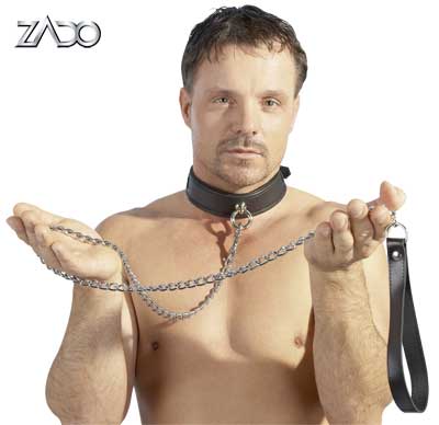 Aanlijnketting met lederen polsband