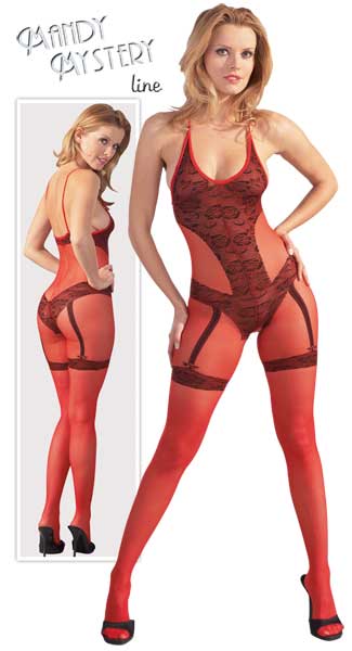 Catsuit rood/zwart S-L