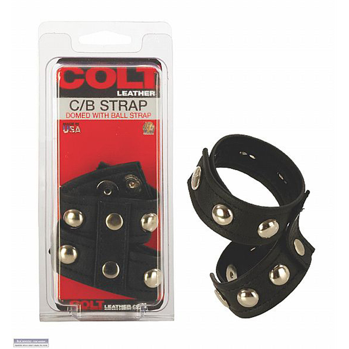 Leather Cock and Ball Domed Strap