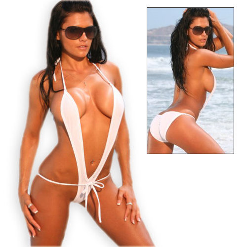 Monokini Wit Teddy-stijl