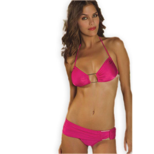 Knalroze Bikini met gesp