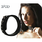 Lederen halsband met ring